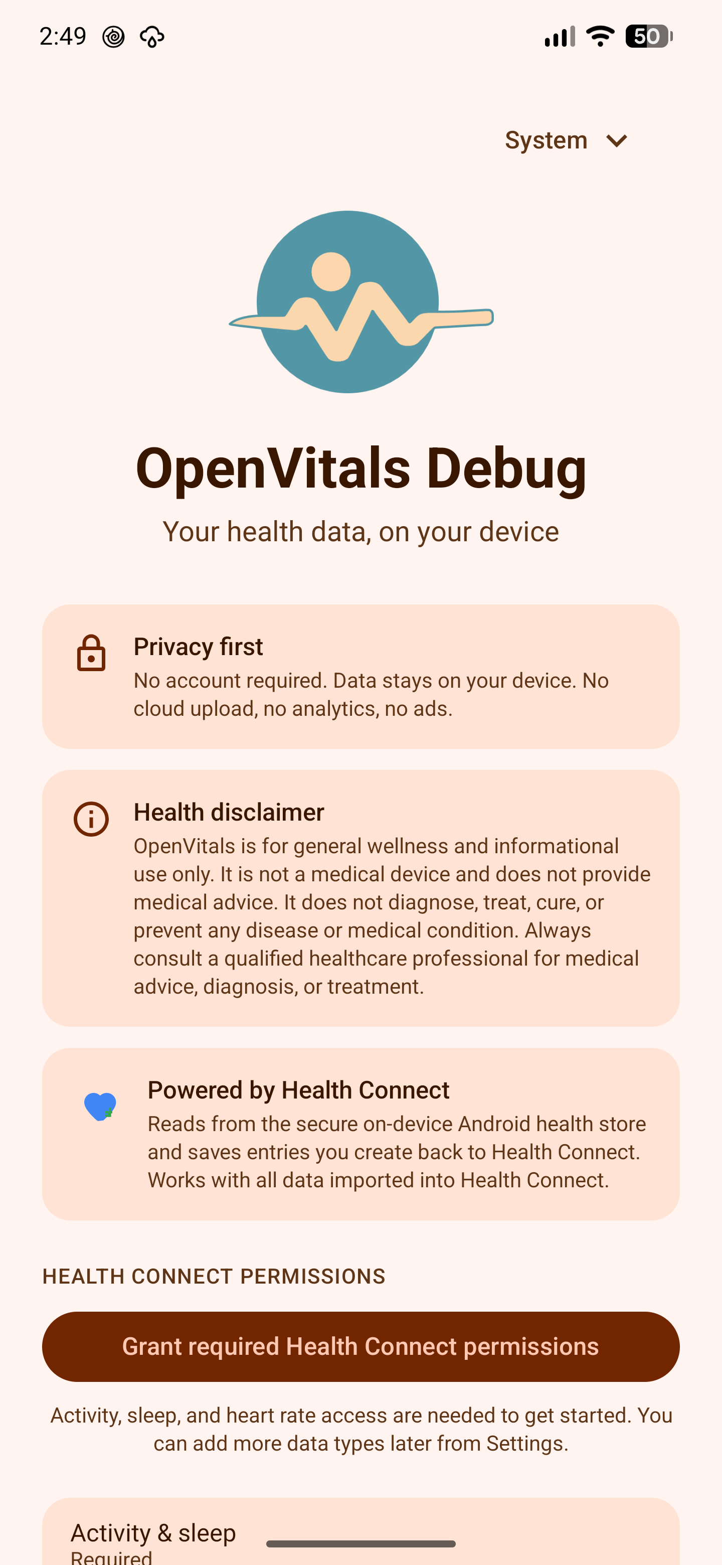 Screenshot of OpenVitals