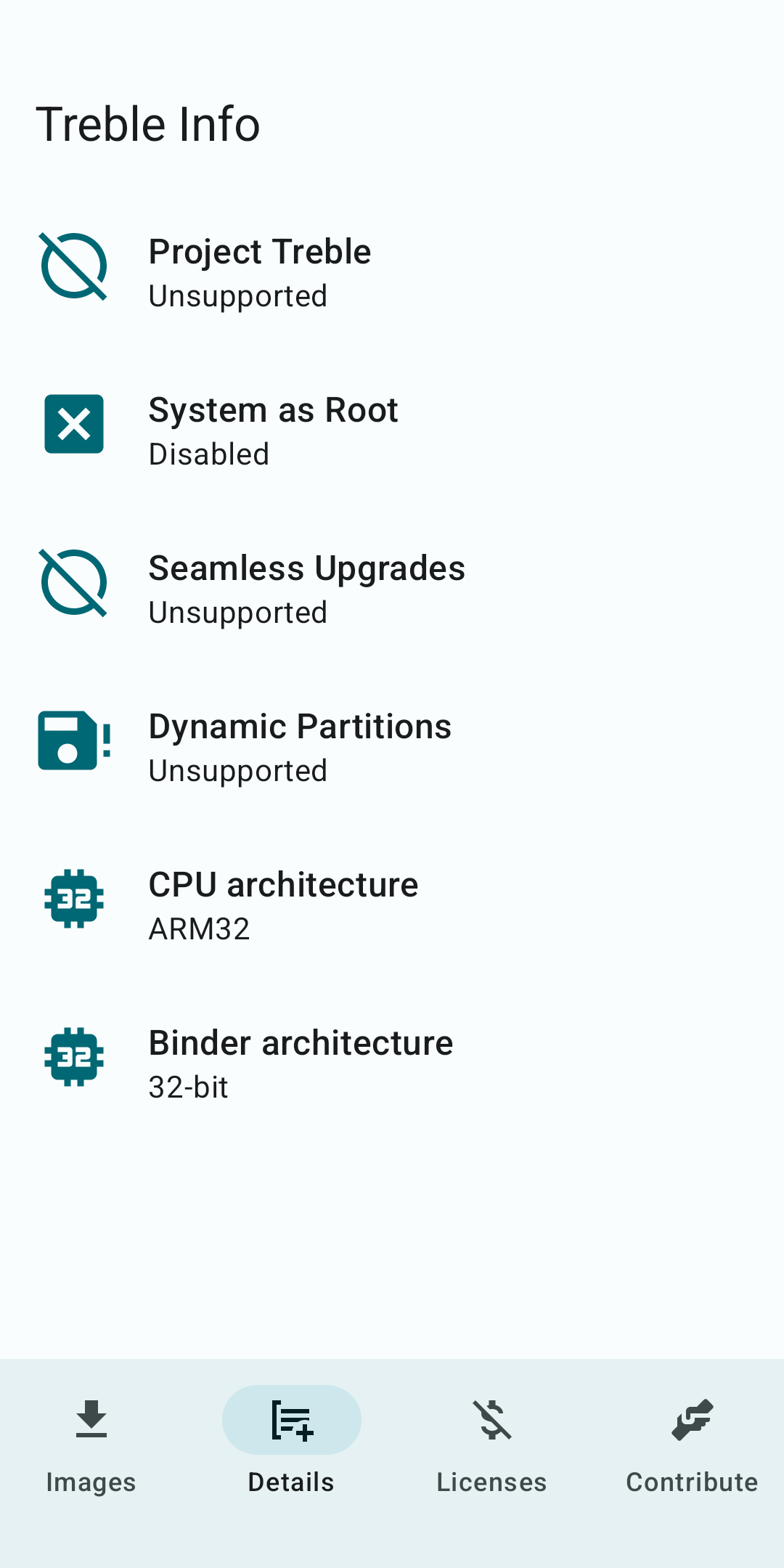 Screenshot of Treble Info