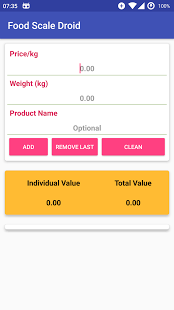 Screenshot of Food Scale Droid