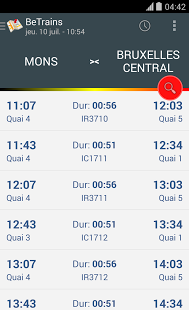 Screenshot of BeTrains NMBS/SNCB belgium