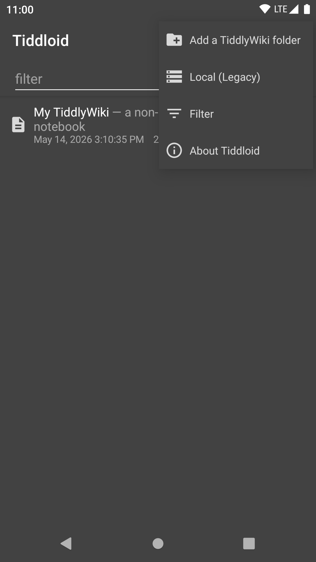 Screenshot of Tiddloid