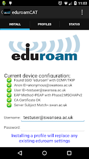 Screenshot of eduroamCAT