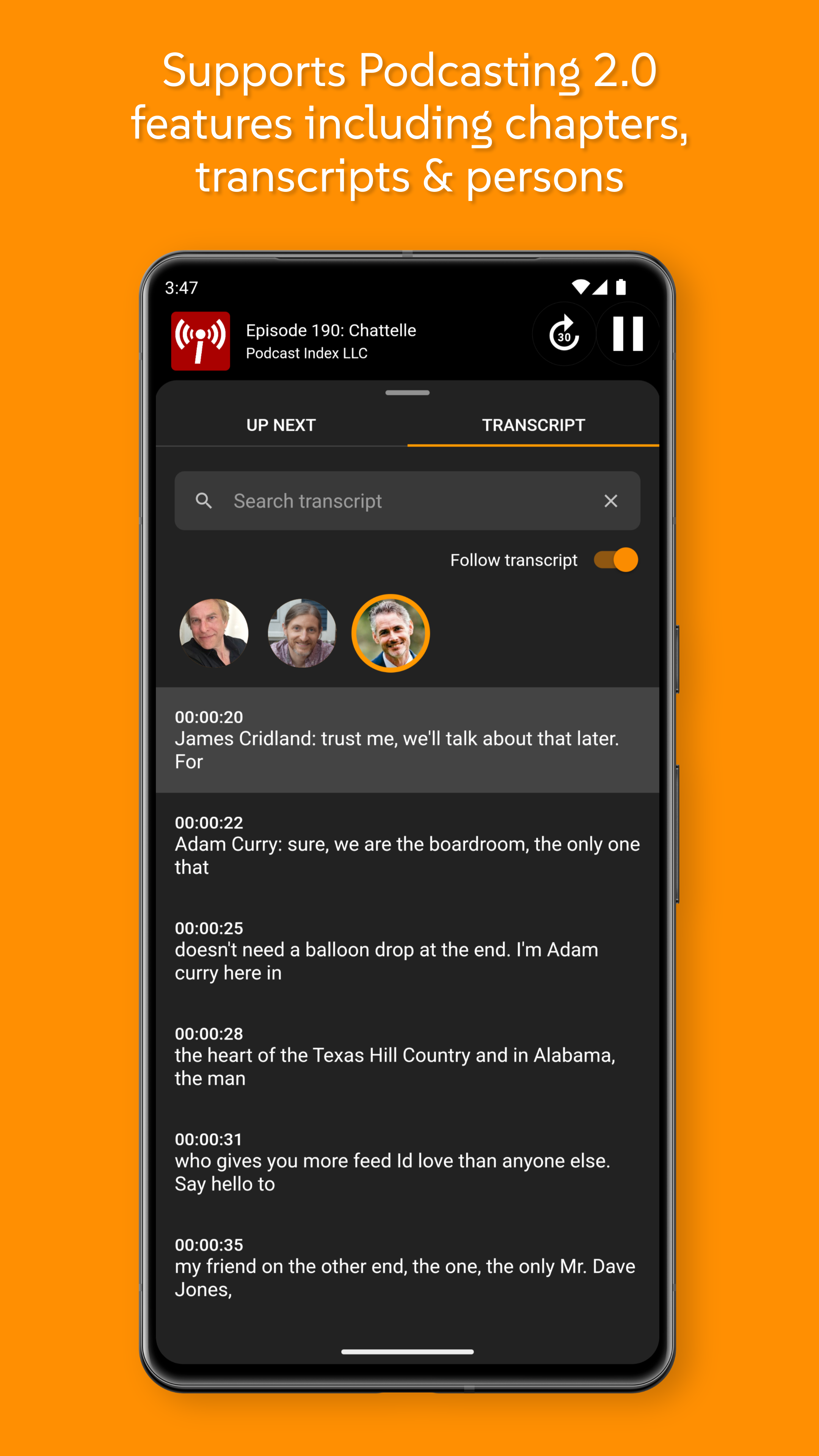 Screenshot of Anytime Podcast Player
