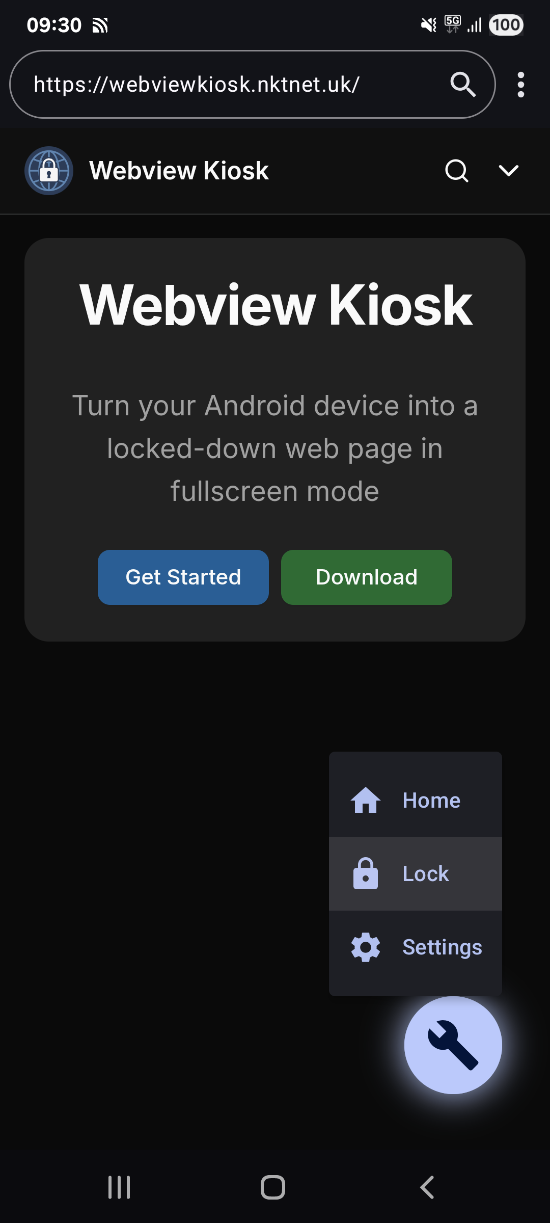 Screenshot of Webview Kiosk