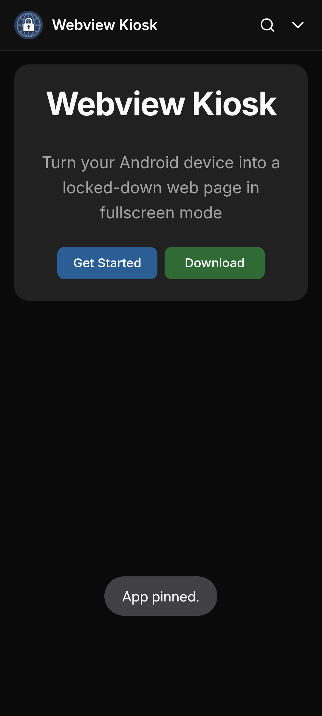 Screenshot of Webview Kiosk