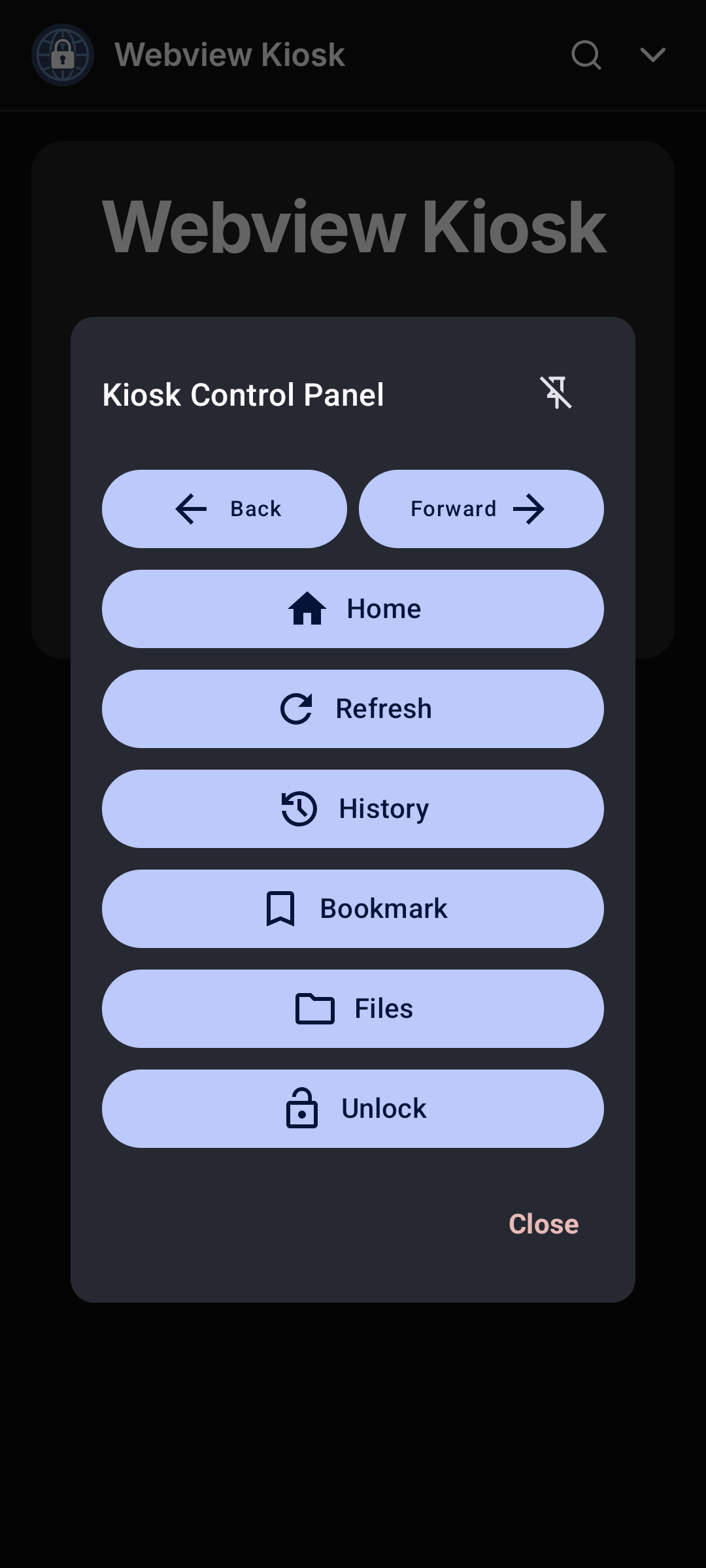 Screenshot of Webview Kiosk