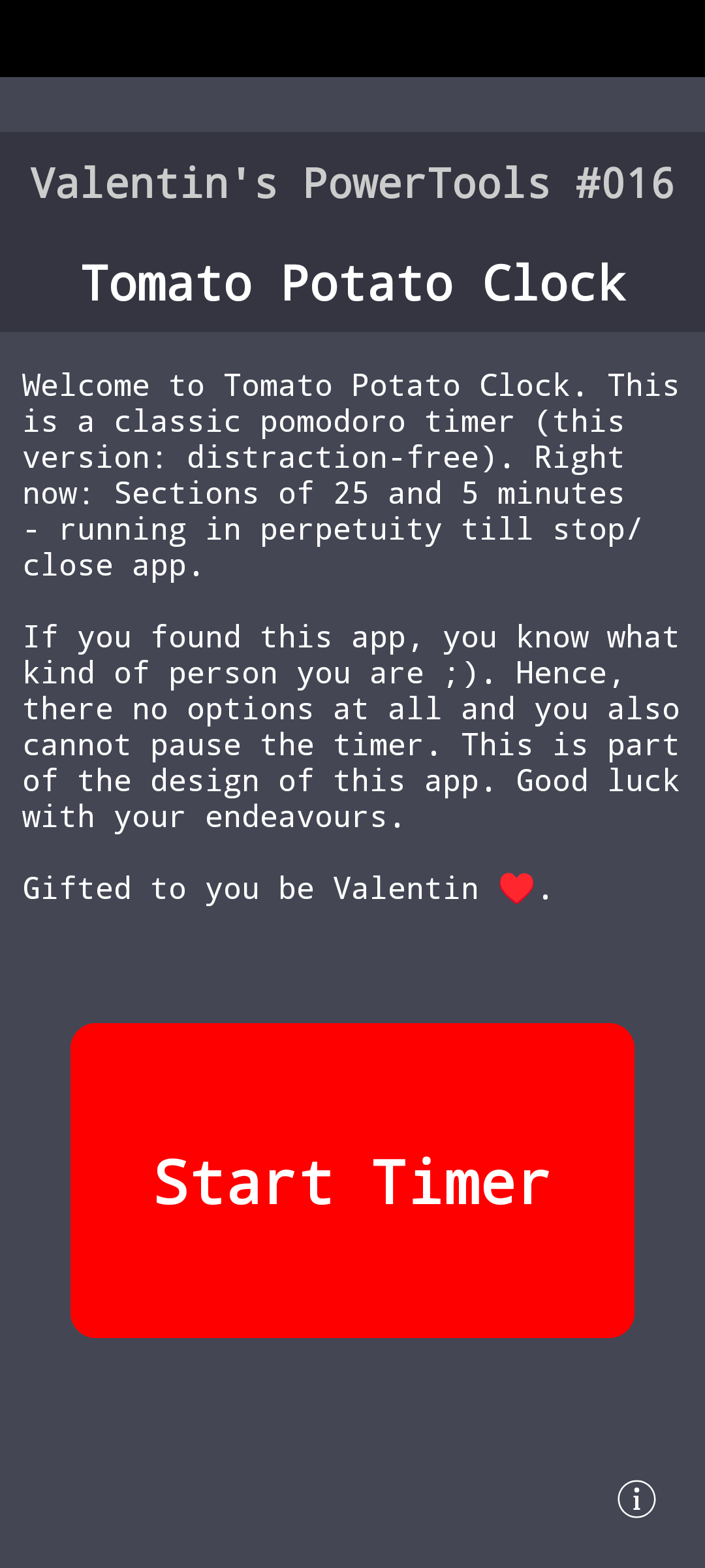 Screenshot of Valentin's PowerTools #016 - Tomato Potato Clock