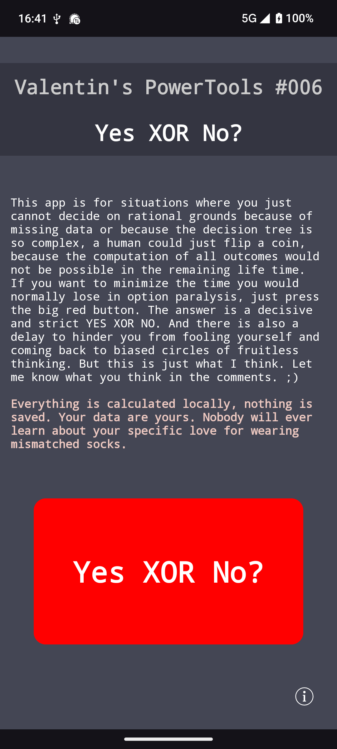 Screenshot of Valentin's PowerTools #006 - Yes XOR No?