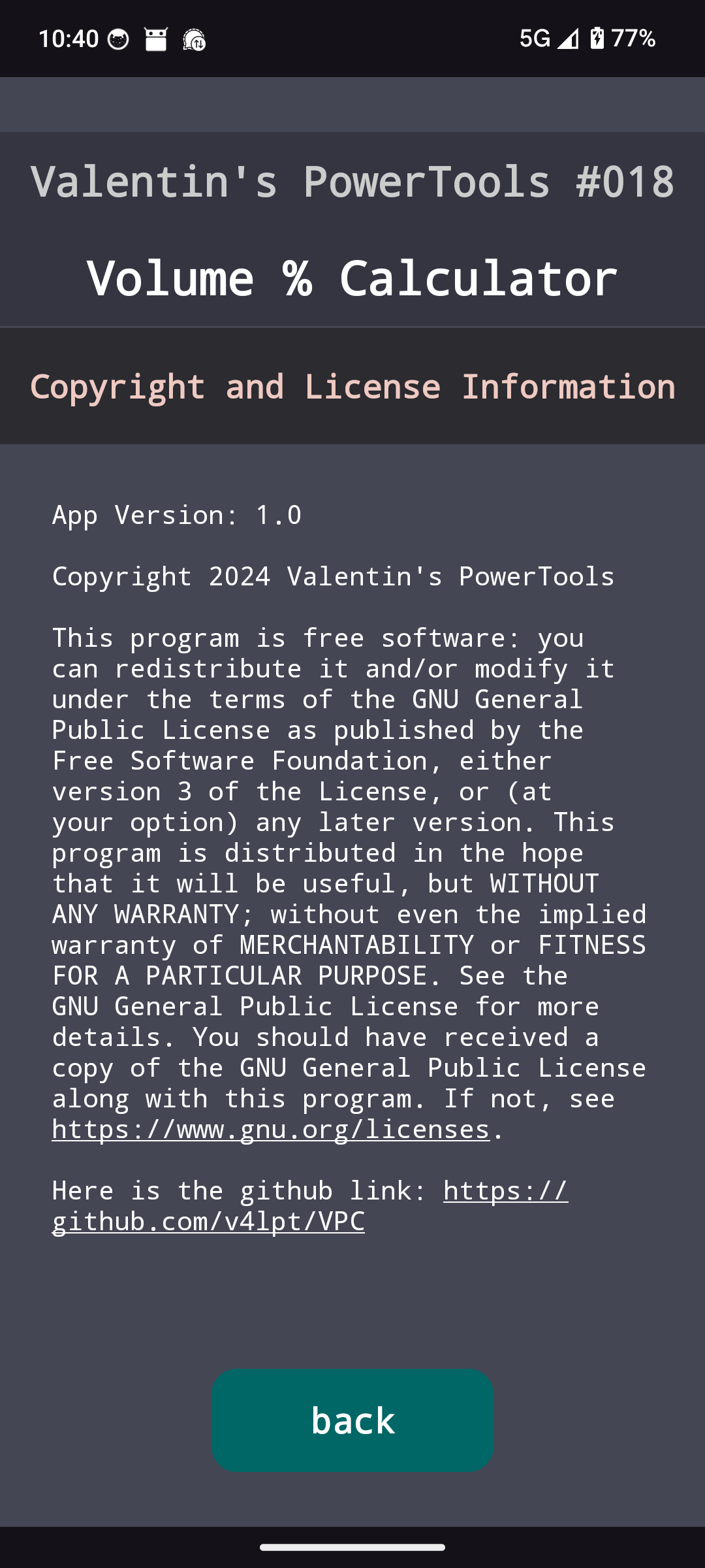 Screenshot of Valentin's PowerTools #018 - Volume Percent Calcul