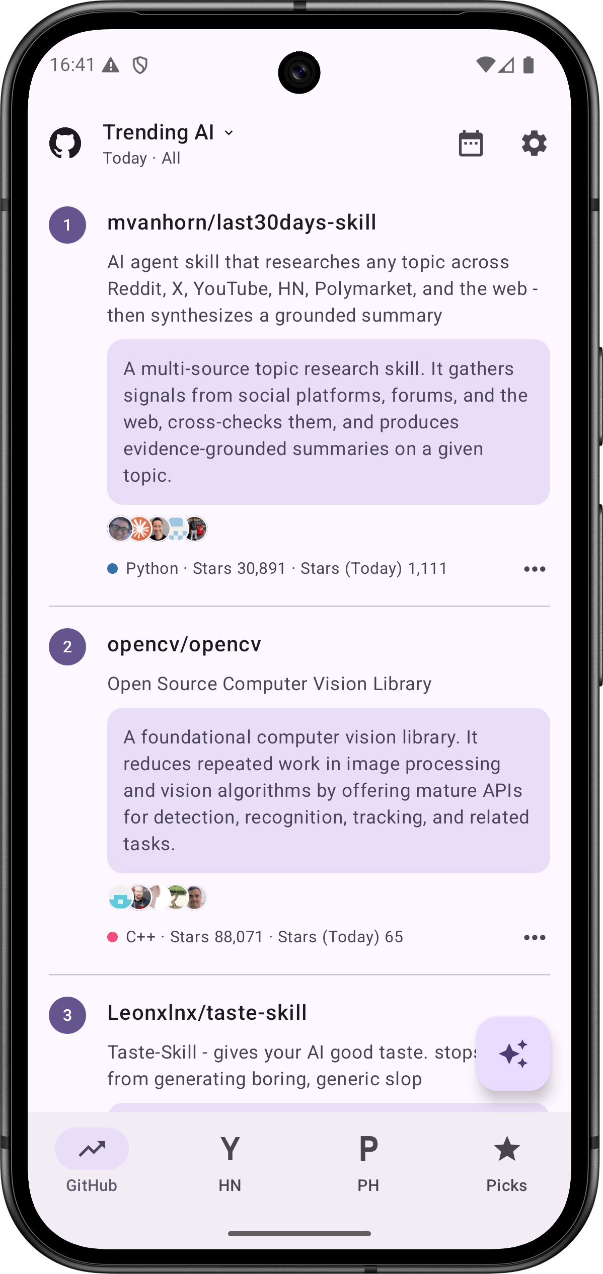 Screenshot of Trending AI