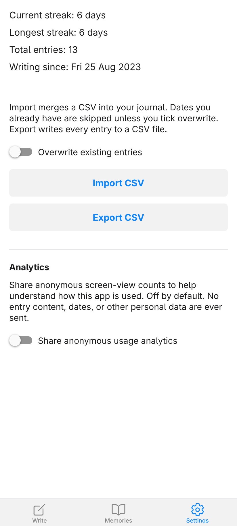 Screenshot of ReminDiary