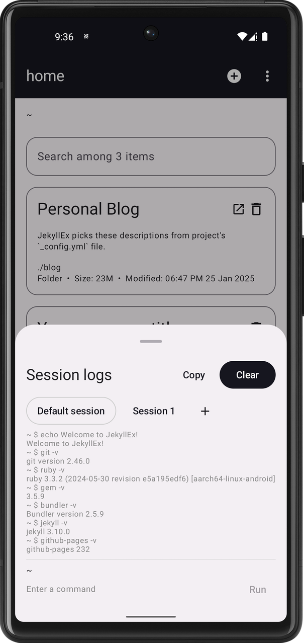 Screenshot of JekyllEx