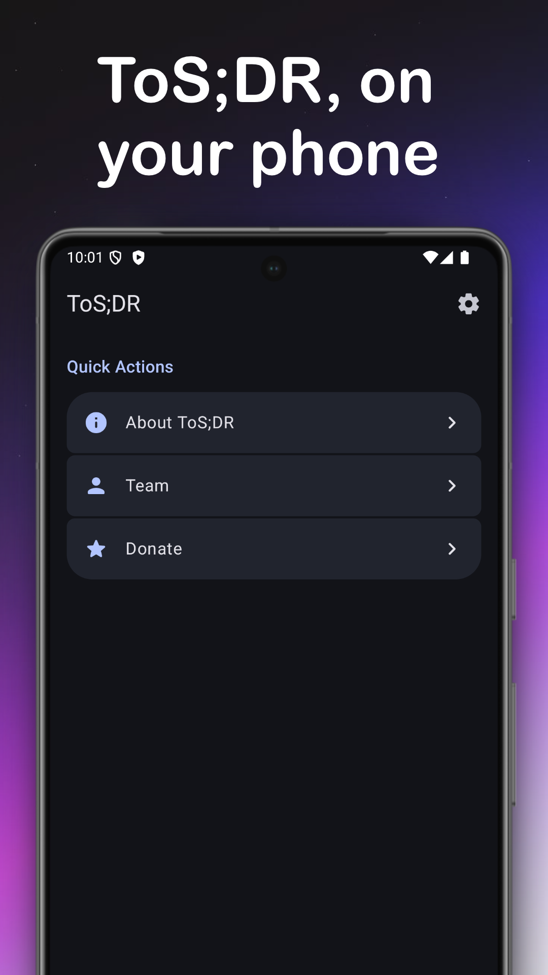 Screenshot of ToS;DR
